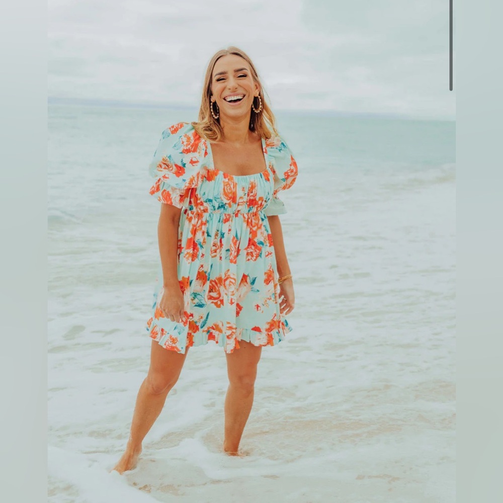 Floral Mini Babydoll Dress Fully Lined